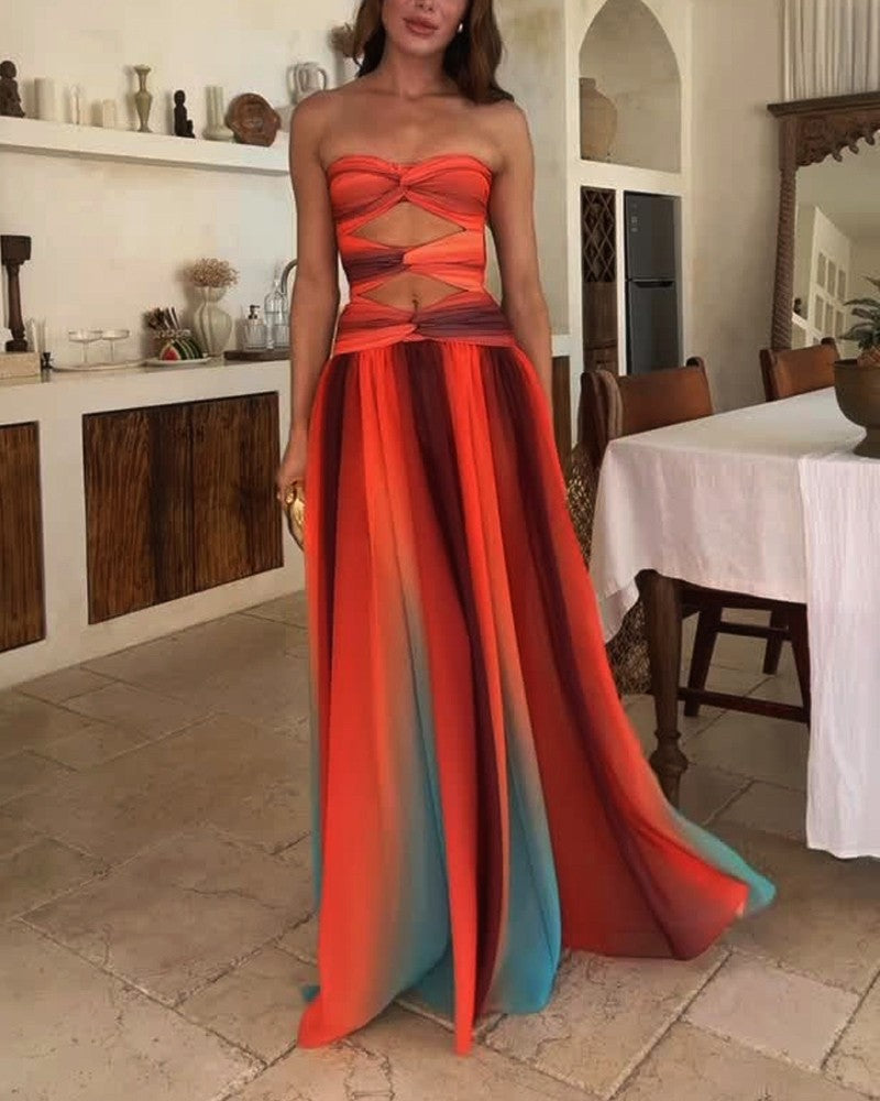 Gradient Strapless Dress
