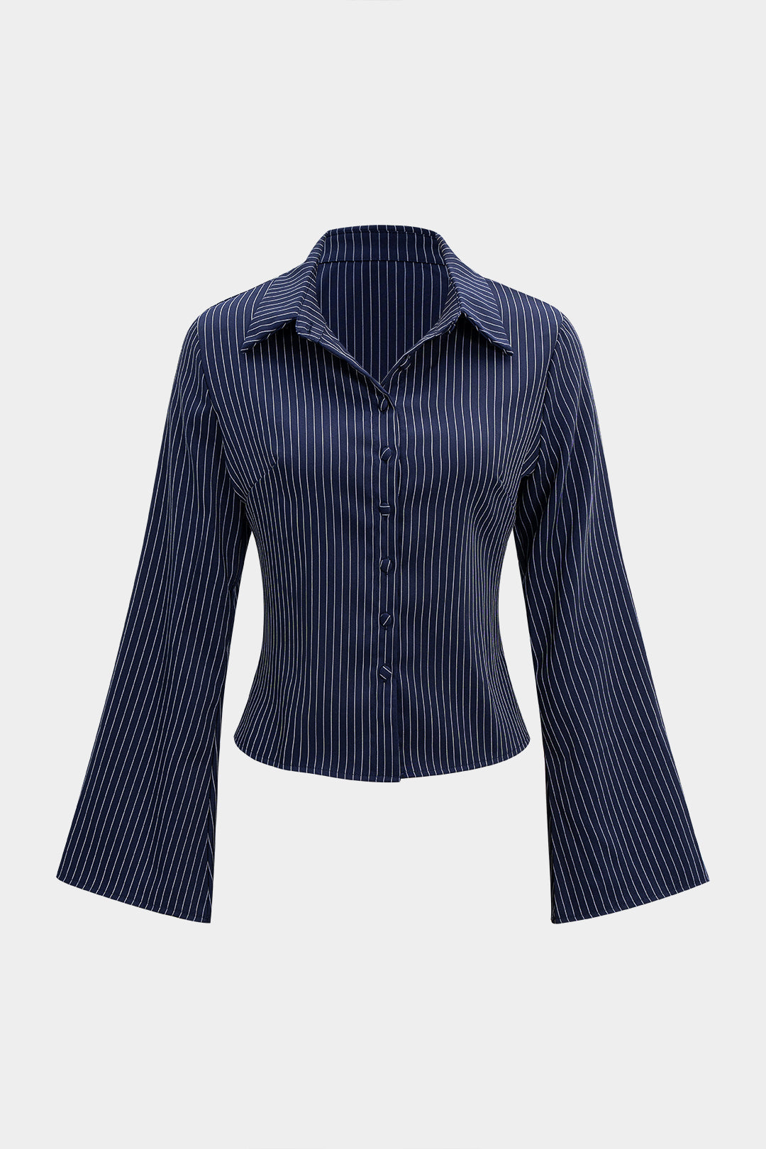 Stripes Print Button Long-Sleeve Shirt