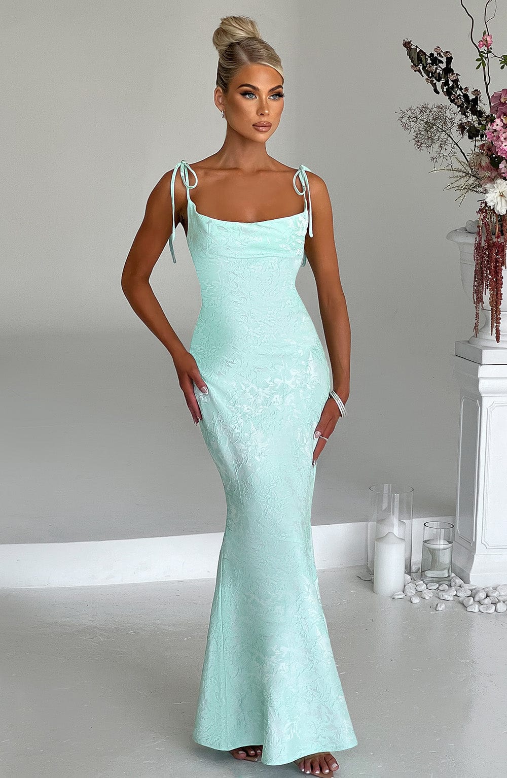 #Color_Mint with Floral Pattern