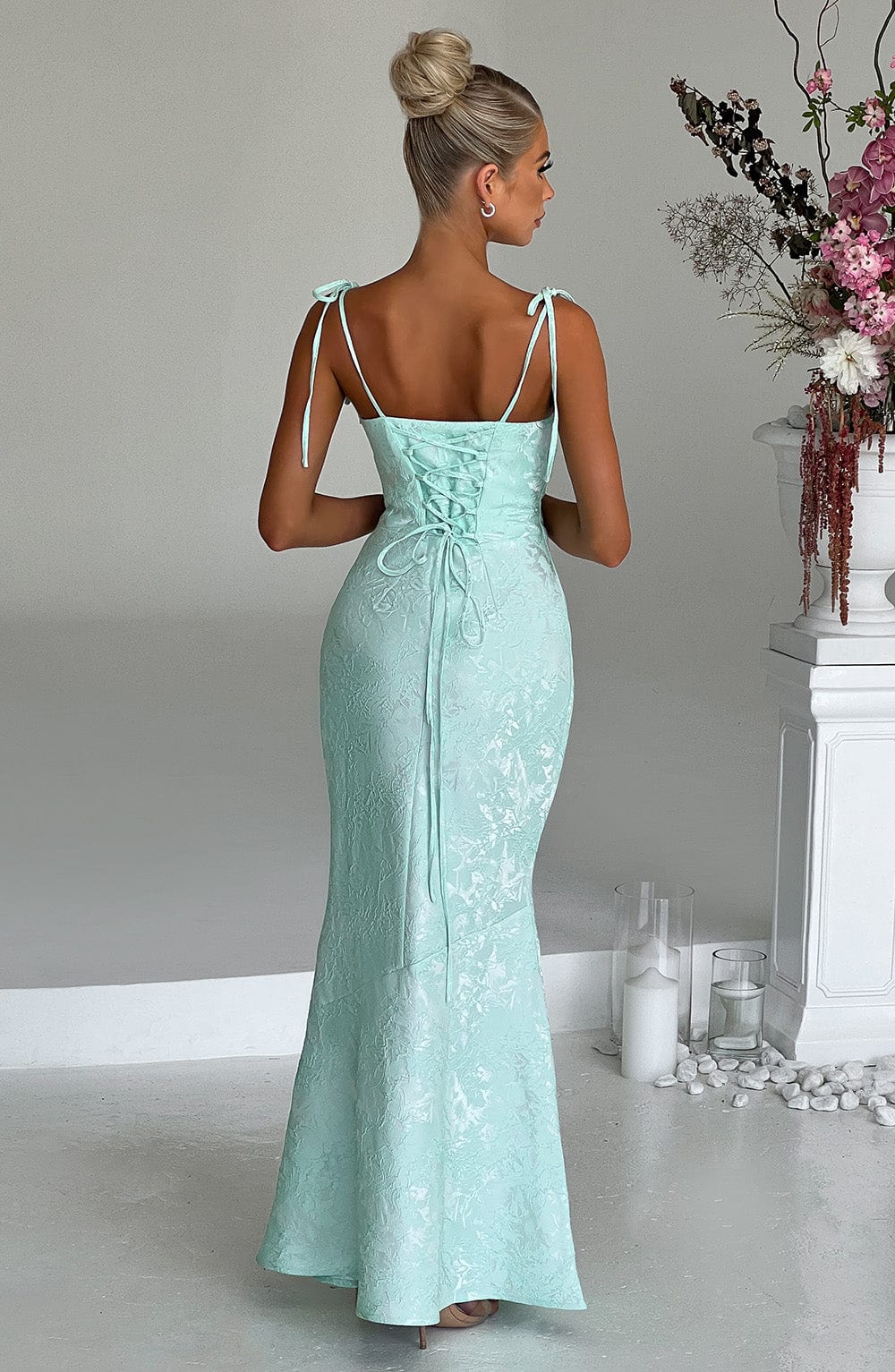 #Color_Mint with Floral Pattern