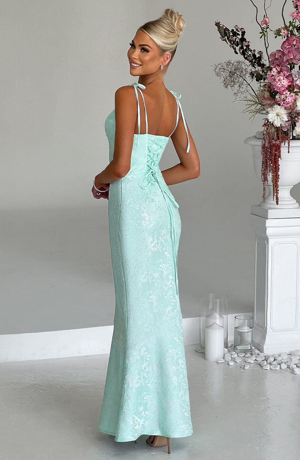 #Color_Mint with Floral Pattern