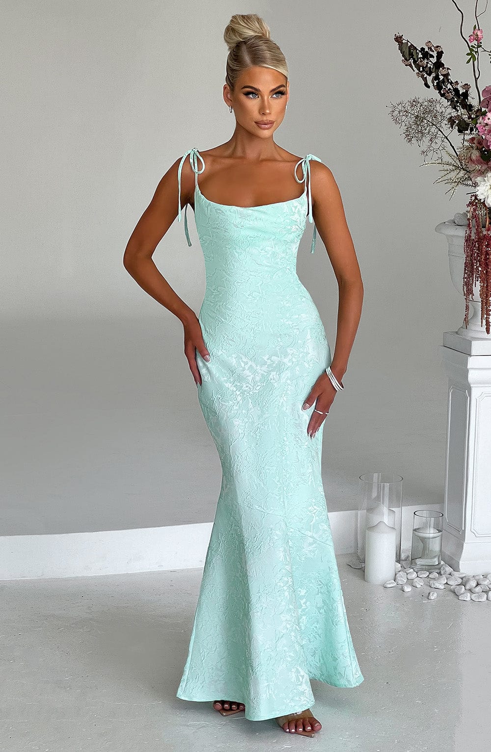 #Color_Mint with Floral Pattern