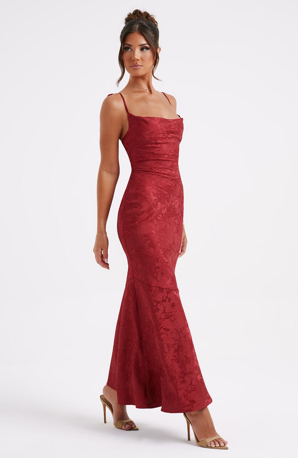 #Color_Red with Floral Pattern