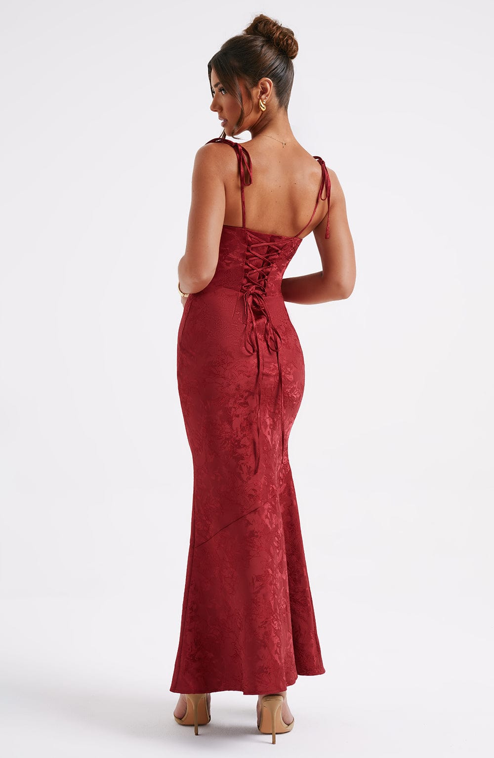#Color_Red with Floral Pattern