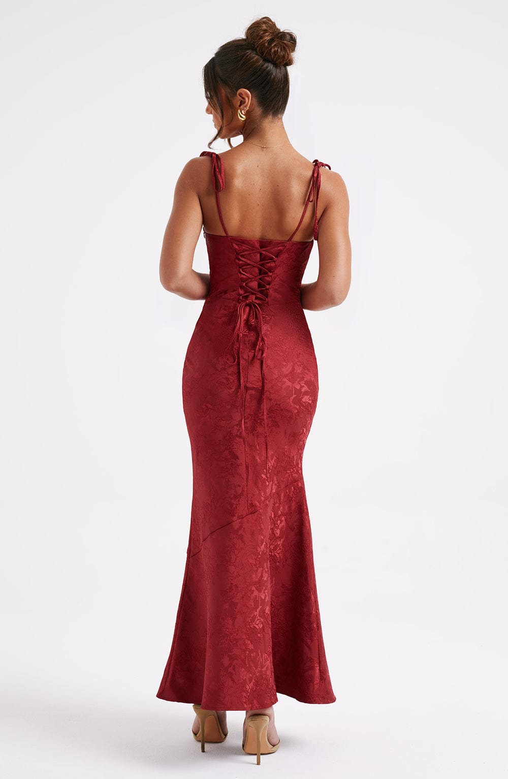#Color_Red with Floral Pattern